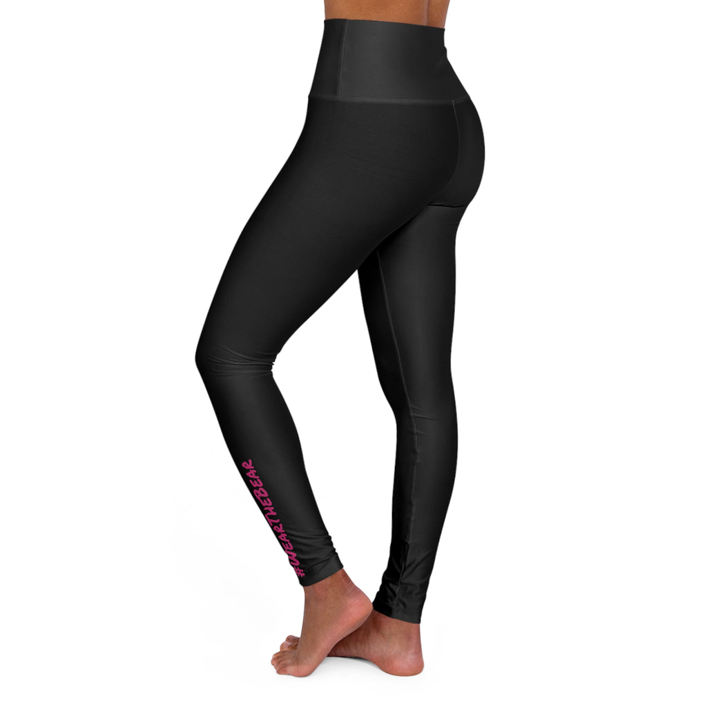High-Waist Yoga Leggings — Black Athletic Leggings with Pink Claw Accent