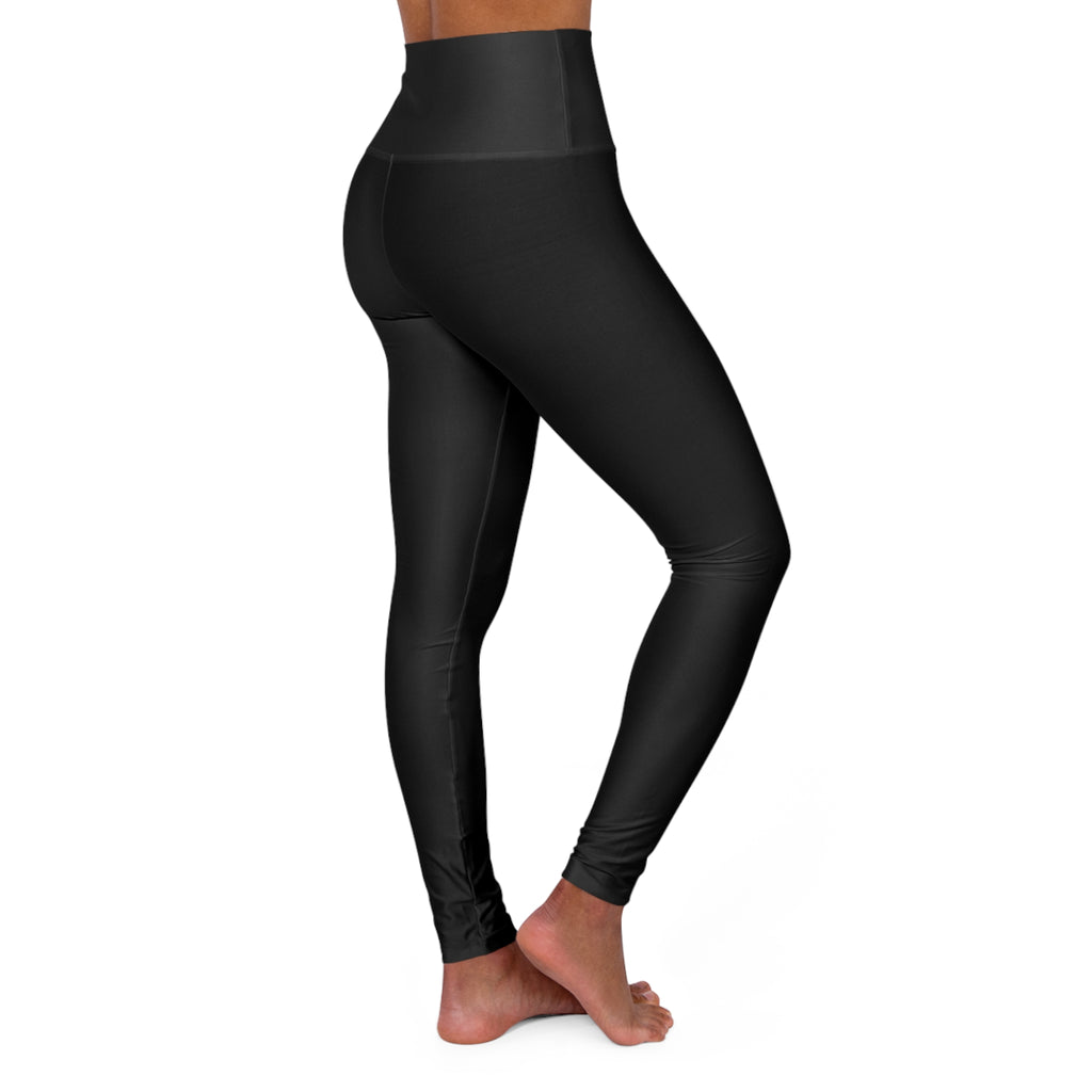 High-Waist Yoga Leggings — Black Athletic Leggings with Pink Claw Accent